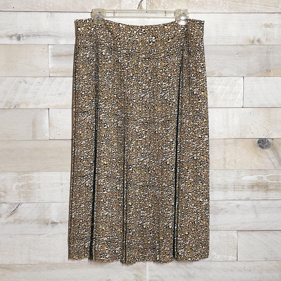 J. Crew Factory | Leopard Print Pleated Midi Skirt - Picture 1 of 4